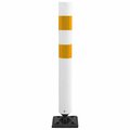 Innoplast IP Tuff Post 3'' x 42'' White Flexible Fixed Bollard W/ 3'' Yellow Reflective Stripes and Base TP3 269TP342WODYDYF